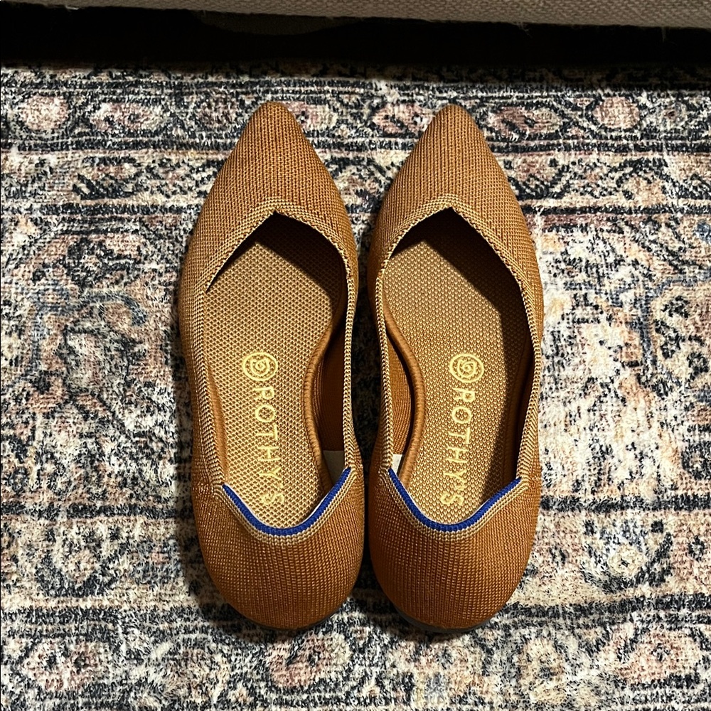 Rothy's Tan Flats with Blue Accents